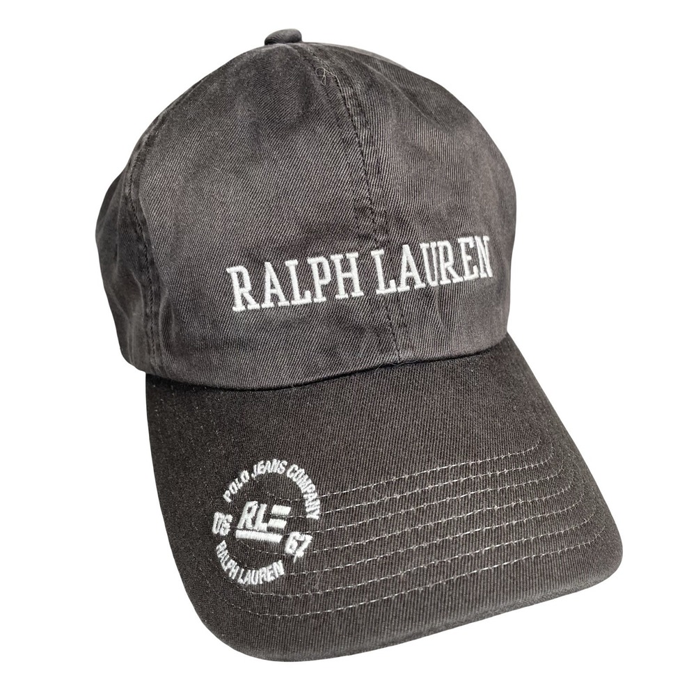 Vintage Polo Jeans Company Ralph Lauren RL USA Flag‎ Hat Black Faded
